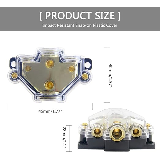 RKURCK 3 Way Power Distribution Block, 0/2/4 AWG Gauge in, 4/8 Gauge Out - Image 5