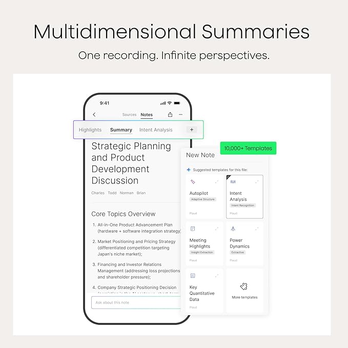 Plaud NotePin S AI Voice Recorder, Wearable AI Notetaker, AI Transcribe & - Image 5