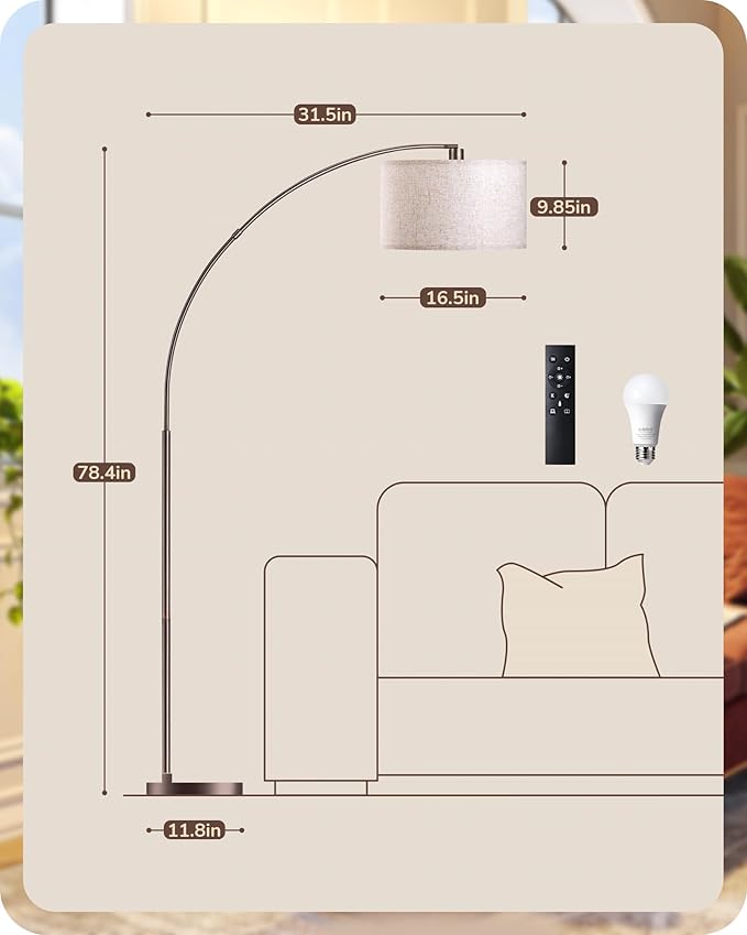 EDISHINE Dimmable Mid Century Modern Floor Lamp - Image 6