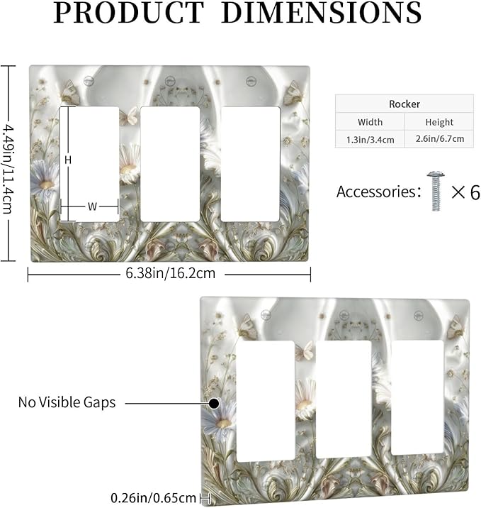 Bvtewkhz Boho Floral Wild Flower 3 Gang Triple Rocker Decorative Light Switch - Image 4