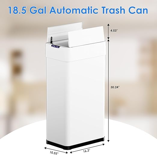 TLSUNNY 18.5 Gallon Automatic Trash Can, Stainless Steel Motion Sensor Garbage - Image 3