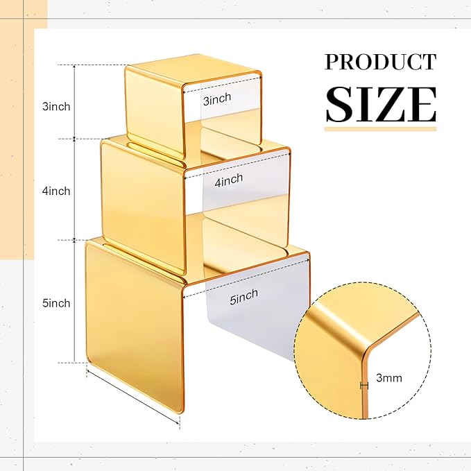 Chuangdi 2 Sets Acrylic Display Risers, Product Stand, Jewelry Display Riser - Image 2