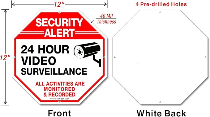 Video Surveillance Signs 12 x 12 Rust Free .040 Aluminum Security Warning - Image 2