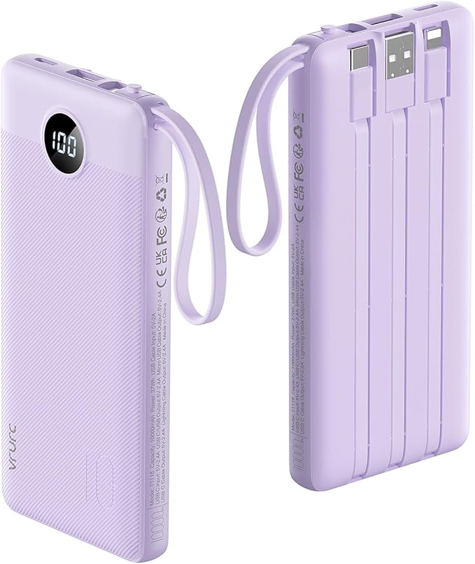 VRURC Portable Charger Power Bank, 10000mAh Travel Essentials Battery Pack by Home