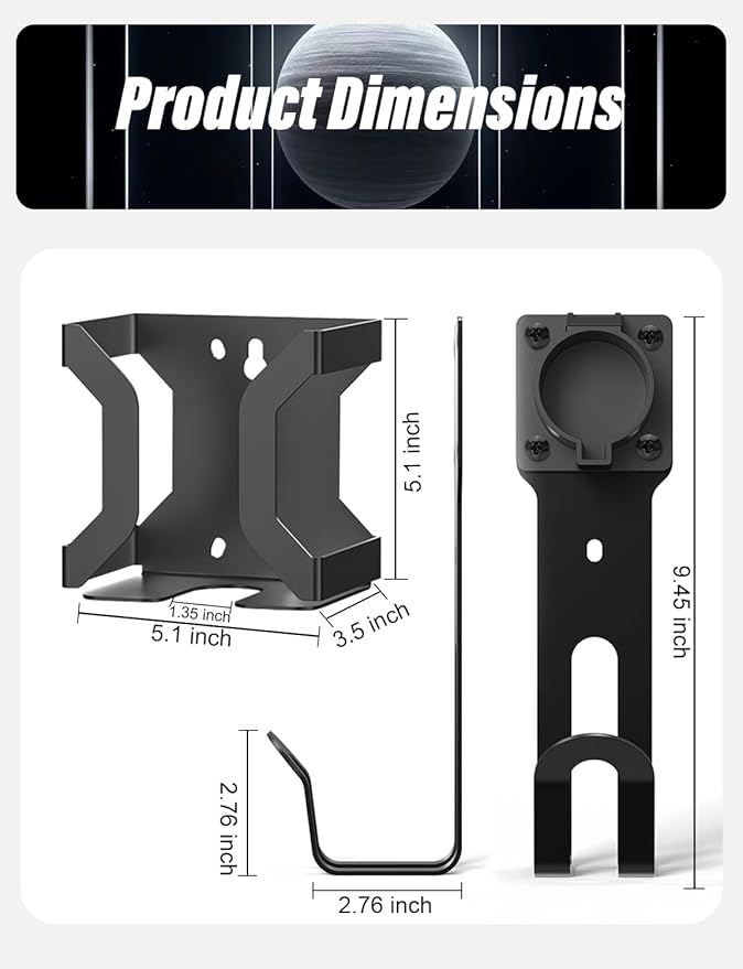 BMZX EV Charger Holder J1772, Wall Mount Kit - Image 4