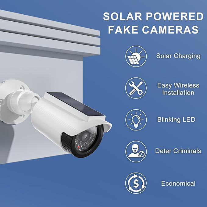 WALI Fake Dummy Camera, Solar Powered Fake Security Camera - Image 3