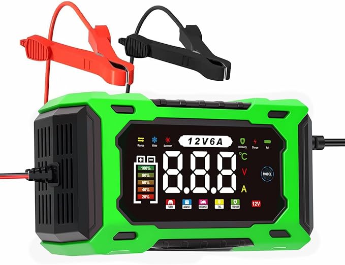 6-Amp 12V Smart Car Battery Charger, Battery Maintainer Trickle Charger by kalonwell