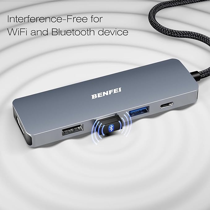 BENFEI USB C Hub 5-in-1 with 4K HDMI, 100W Power Delivery, 3 USB-A, Silicone - Image 7