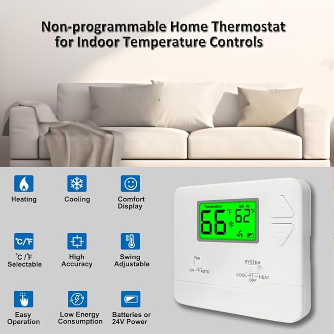 NonProgrammable Thermostat for House, Digital Energy-Saving Thermostat - Image 2