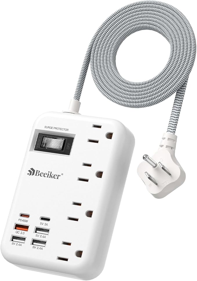 45W USB C Surge Protector Power Strip, Travel Power Strip by Beeiker-BetterHelperforYou