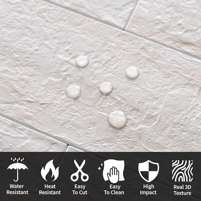 AULIGET 4-Piece Beige Slate Peel and Stick Backsplash Wall Tiles, Laundry Room - Image 3