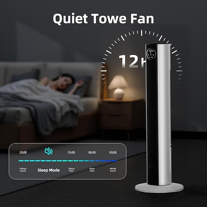 Antarctic Star Tower Fan Portable Floor Fans 85°Oscillating Fan Quiet Cooling - Image 5