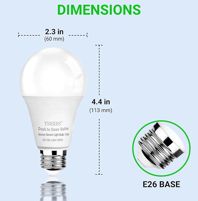 TSEXES Motion Sensor Light Bulbs, Motion Activated Dusk to Dawn Security LED - Image 5