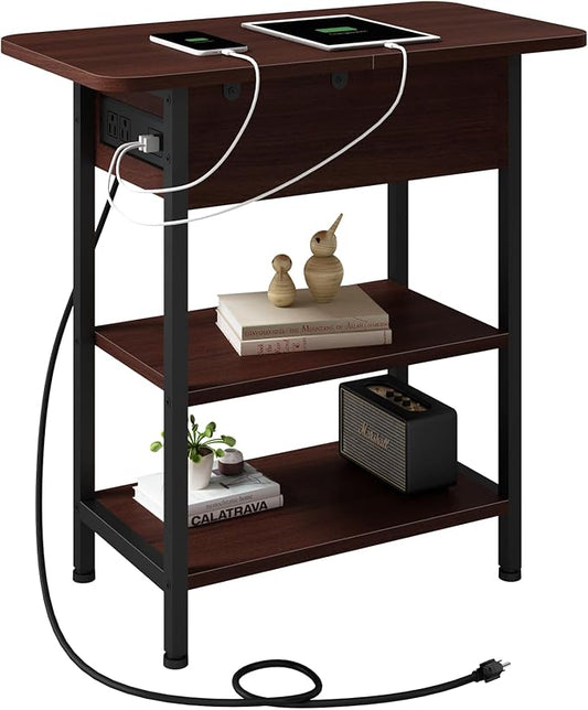 LIDYUK End Table with Charging Station, Flip Top Side Table with USB Ports and by LIDYUK