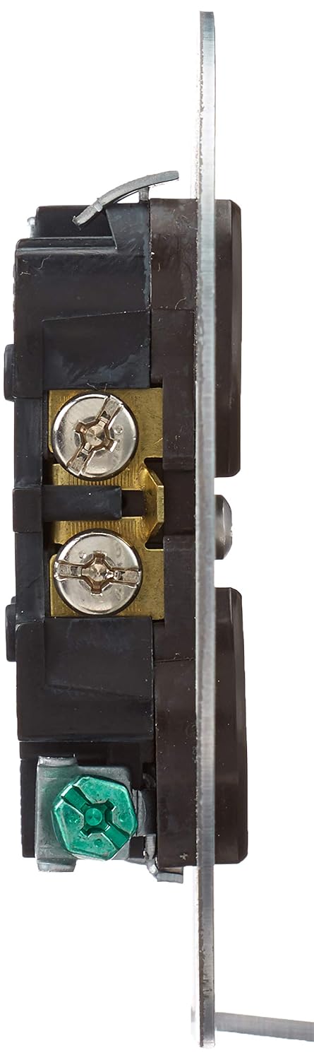Leviton 15 Amp 125 Volt, Duplex Receptacle, with 4" Metal Cover, Residential Grade, Grounding, 1228, Brown