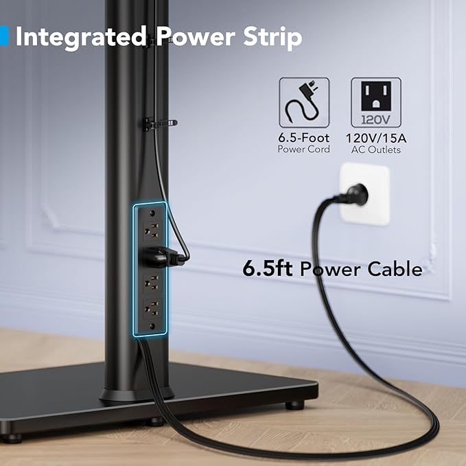 AX WABER Floor TV Stand with Power Outlet, Universal TV Stand Mount - Image 2
