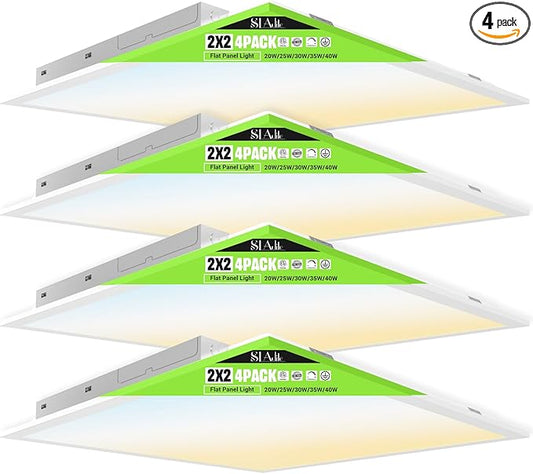 2x2 LED Light Flat Panel 4Pack, 40/35/30/25/20W, 5 Color Temps by WelcometoSLAcliteBrand