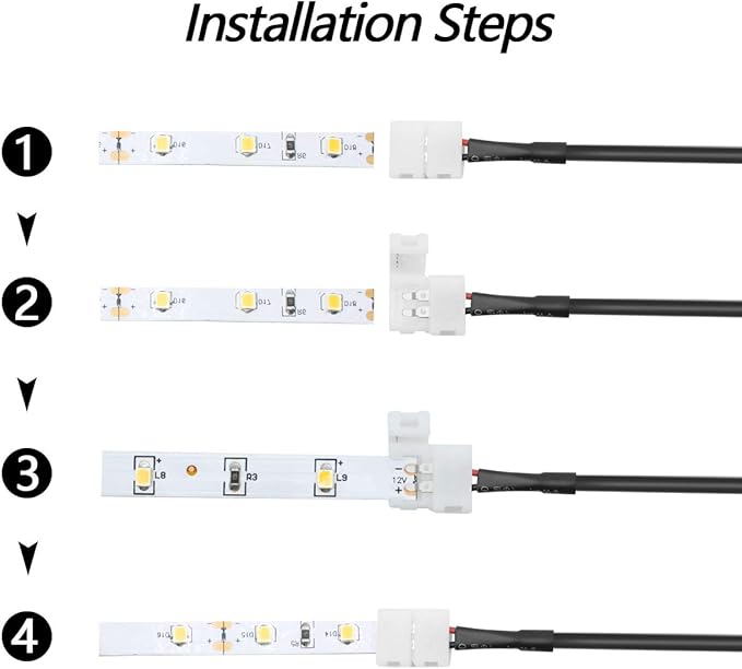 LightingWill 10pcs/Pack DC Female Plug Solderless Snap Down 2Pin Conductor LED - Image 3