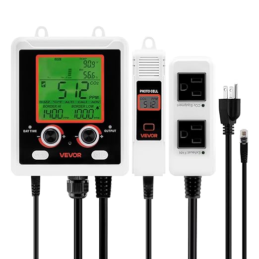 VEVOR Carbon Dioxide Monitoring Controller, Dual Outlets Carbon Dioxide by VEVOR