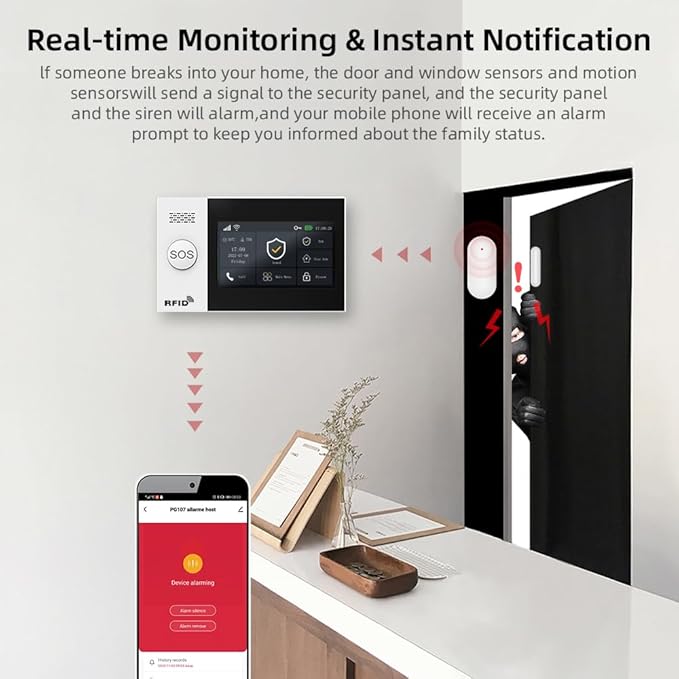 Hapippofa Home Security Alarm System, DIY Wireless WiFi Alarm System, Compatible - Image 4