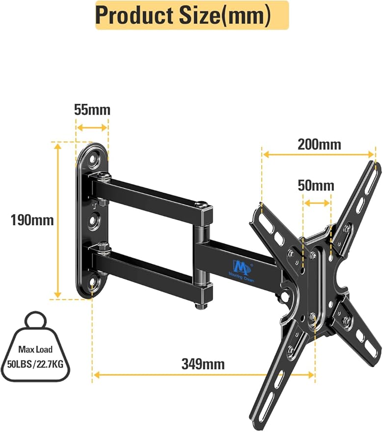 Mounting Dream UL Listed TV Mount Swivel and Tilt - Image 8