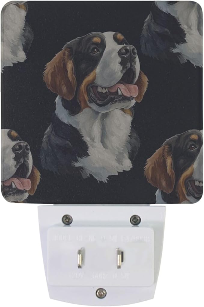 Pigsaly Led Night Light Watercolor Cute St Bernard Dogs Head Night Light Plug - Image 2