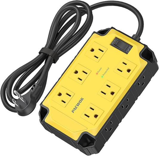 Heavy Duty Power Strip15 Amps/1200 Joules, 12 Outlets Industrial Magnetic Surge by PAEWOK