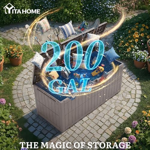 yitahome 200 gallon large outdoor storage box xl shown in use