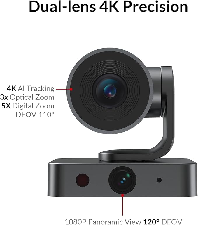 4K Conference Room Camera System, AI Auto-Tracking PTZ Camera 15x Zoom - Image 2