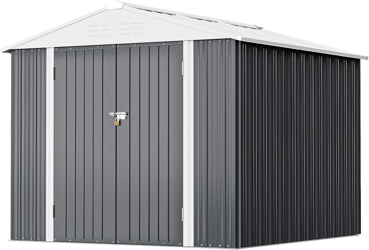 greesum 8x6ft outdoor storage shed, gray, main product view
