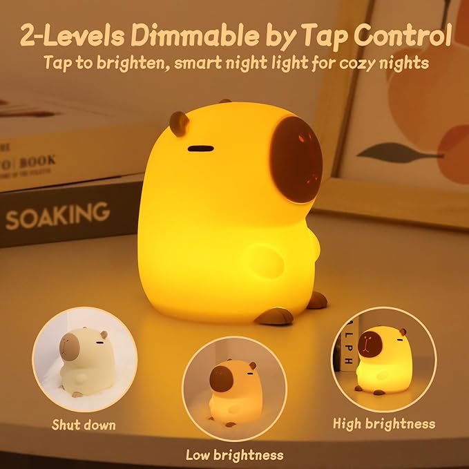 Rytinazzz Capybara Night Light, 50-Hour Battery & Pat Control, Squishy Animal - Image 2
