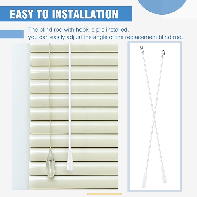 Bokon 2 Pieces White Fiberglass Blind Wand Vertical Blinds Stick Replacement - Image 4