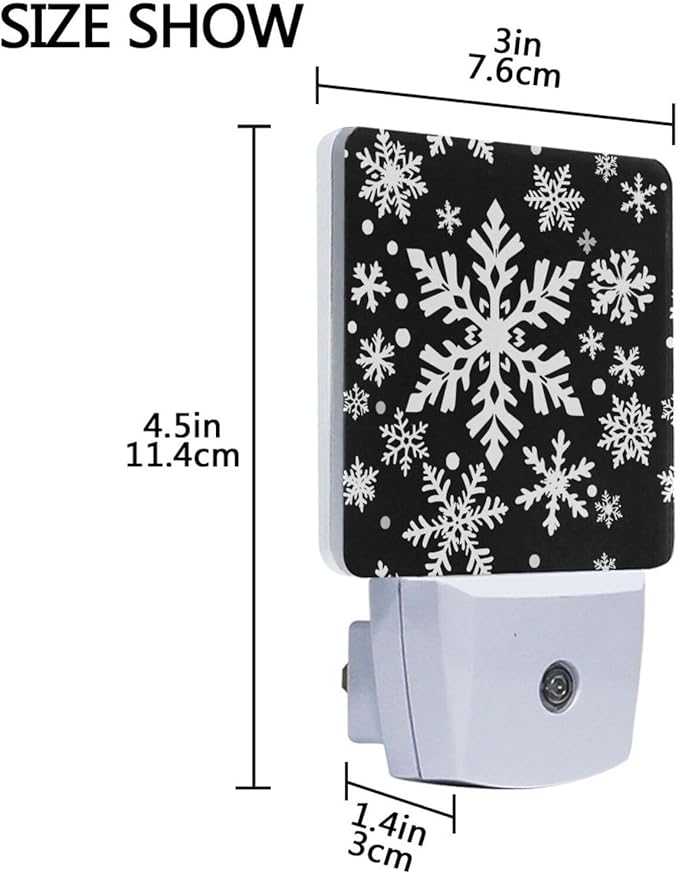 Pigsaly Led Night Light White Black Texture Christmas Snowflakes Night Light - Image 3