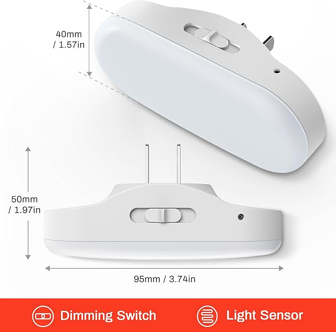 DORESshop Red Night Light, Auto On/Off, 0-100 LM Adjustable Brightness - Image 2