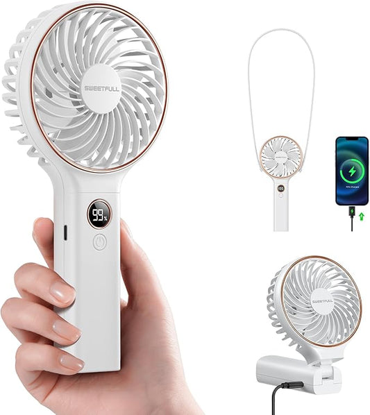 SWEETFULL Handheld Portable Fan, 5000mAh Rechargeable Battery, 6 Speed Wind by SweetFull%C2%AE