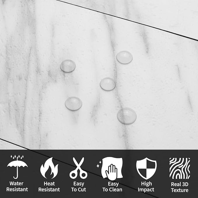 AULIGET 4-Piece White Marble Look Peel and Stick Backsplash Wall Tiles - Image 3