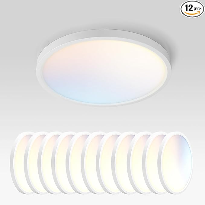 ASD LED 9" Round Flush Mount Ceiling Light Fixture, Low Profile Surface by ASDLightingCorporation