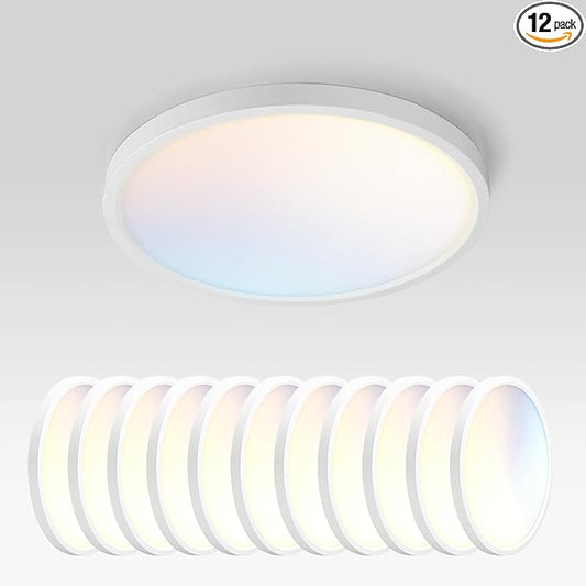 ASD LED 9" Round Flush Mount Ceiling Light Fixture, Low Profile Surface by ASDLightingCorporation