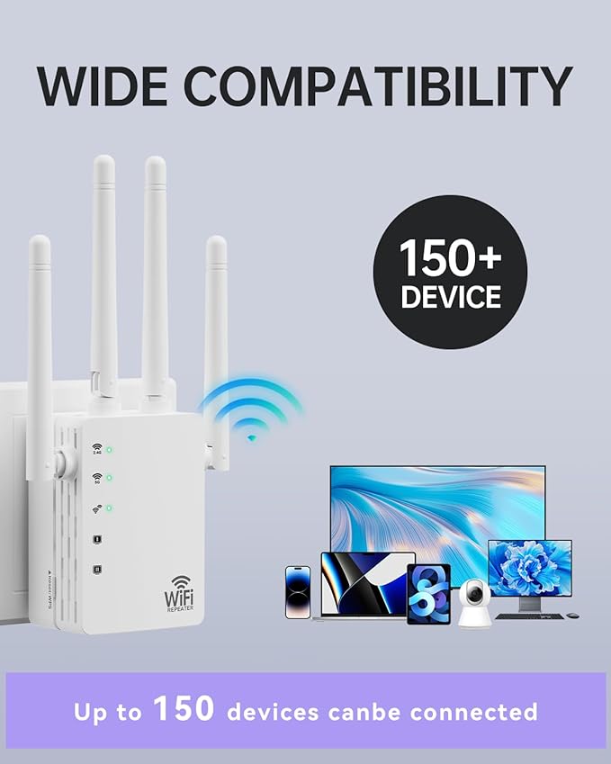 WiFi Extender Signal Booster, 1200Mbps Dual Band 2.4G&5.0G Signal WiFi Booster - Image 4