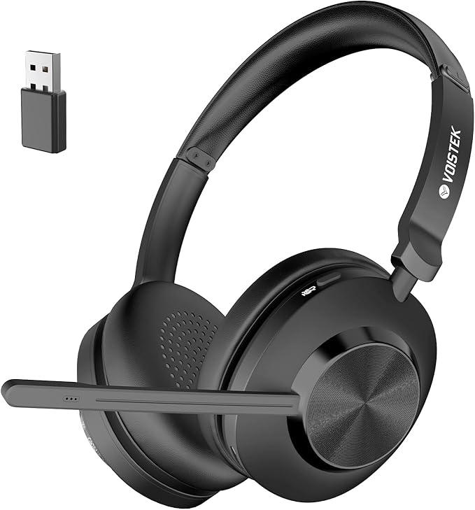 Wireless Headset with Mic, Wireless Work Headset with Mic Noise Cancelling & by Voistek