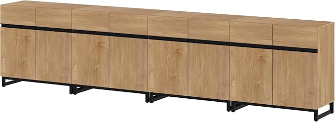 WAMPAT Modern TV Stand for TVs up to 120 inch, 4 in 1 Wood Entertainment Center - Image 8