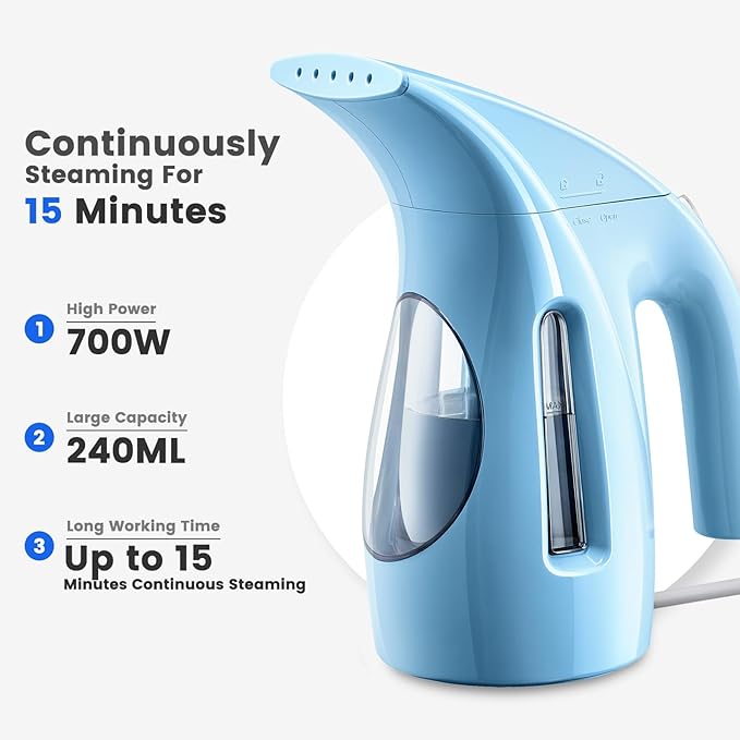 HiLIFE Steamer for Clothes, Portable Handheld Design, 240ml Big Capacity - Image 2