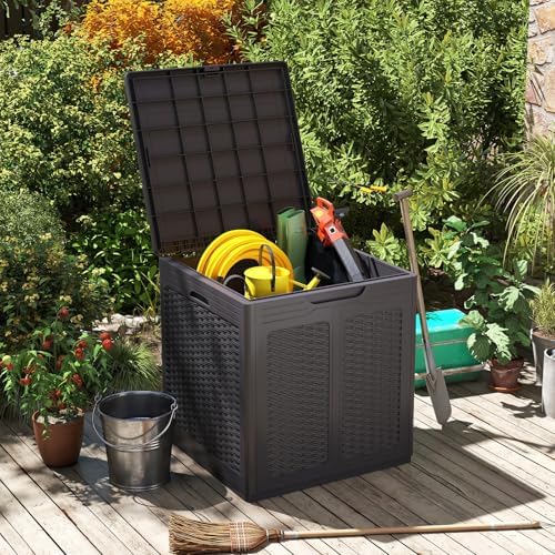tangkula 39 gallon outdoor storage box with lockable, view 9