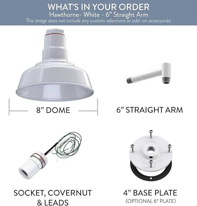 Steel Lighting Co. Hawthorne Barn Light | Outdoor Wall Mounted | 8 inch Dome | - Image 6