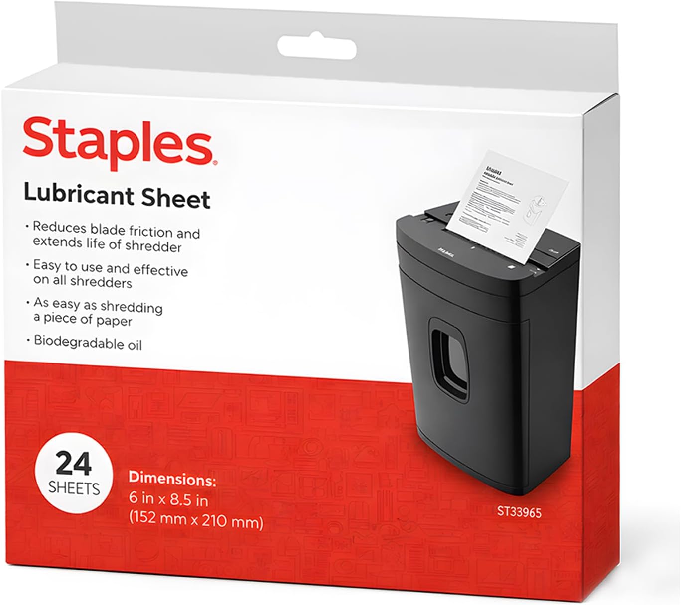 Staples Shredder Lubricant Sheets, Reduces Friction & Noise, 24-Pack | Keeps shredder blades sharp and running smoothly for longer machine life.