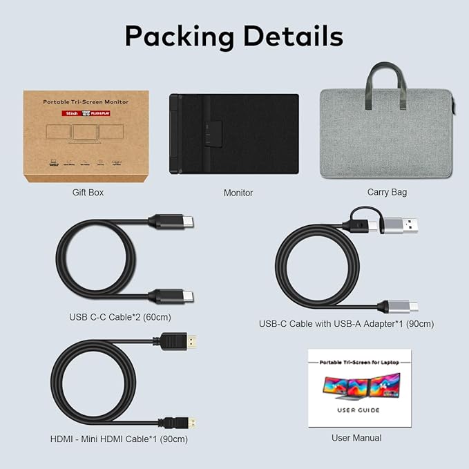 14" Laptop Screen Extender, FHD 1200P IPS Dual/Triple Portable Monitor - Image 9