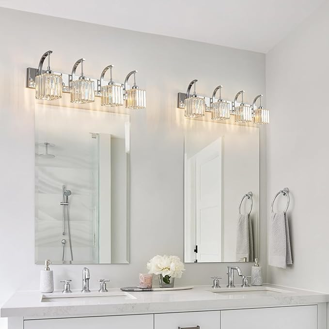 FDPBY Crystal Vanity Lights 4-Light Chrome Bathroom Vanity Lights Modern - Image 7