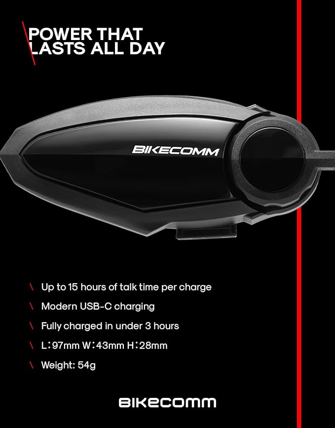 BIKECOMM BK-S2 Motorcycle Bluetooth Headset Intercom – 1200M Range Wireless - Image 5