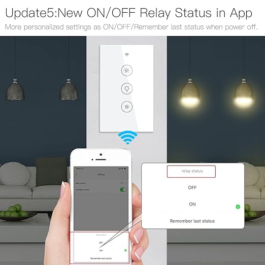 MOES WiFi RF Smart Light Dimmer Switch, Smart Life/Tuya APP Relay Status - Image 5