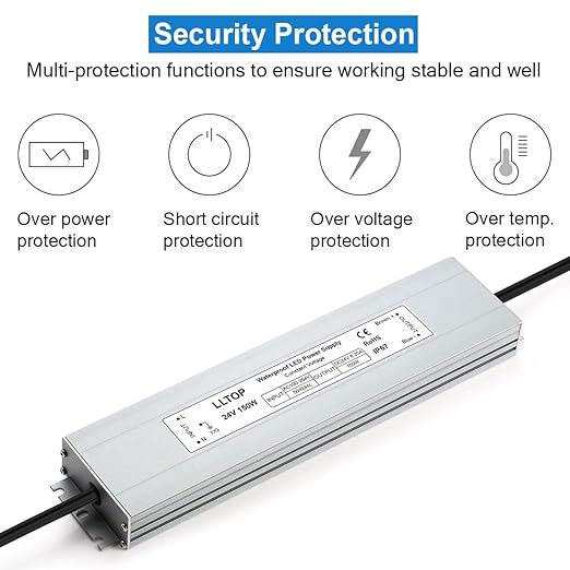 LLTOP LED Driver 150 Watts 100-264V AC to 24V DC 6.25A Power Supply Waterproof - Image 2